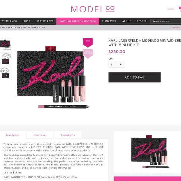 New in Box Karl Lagerfeld x ModelCo Minaudière Bag + Lip Kit - Picture 6 of 7